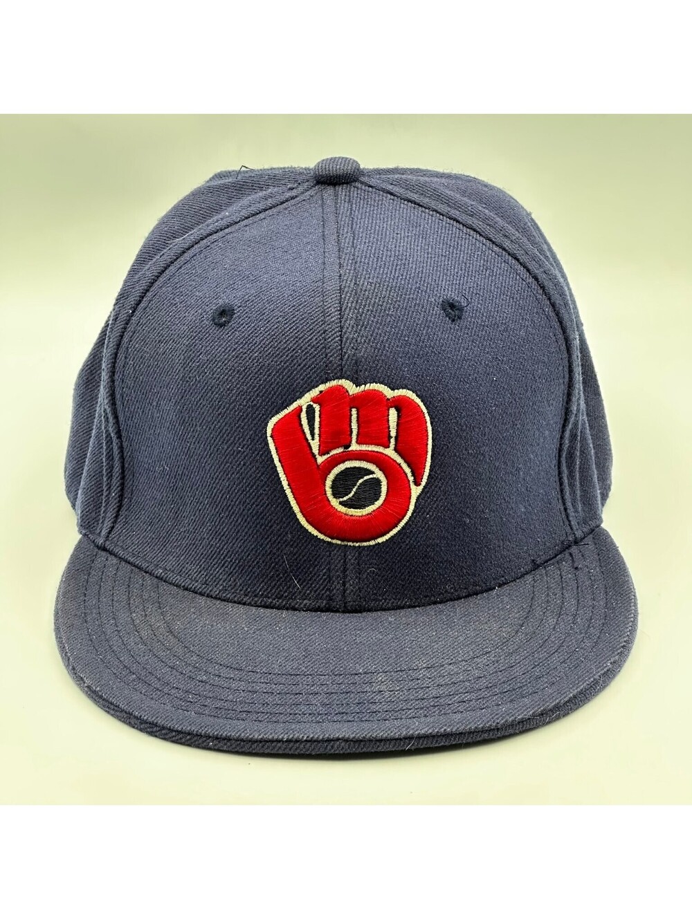 Milwaukee Brewers MLB Hat Premium FITS Fitted 7 3/4 Navy Blue Ball-in-Glove